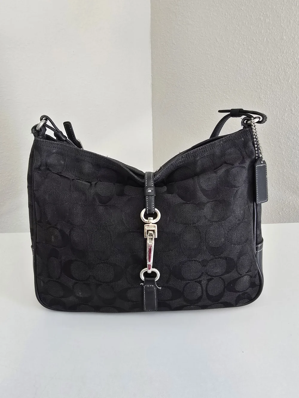 Coach Black Signature Canvas Shoulder Bag